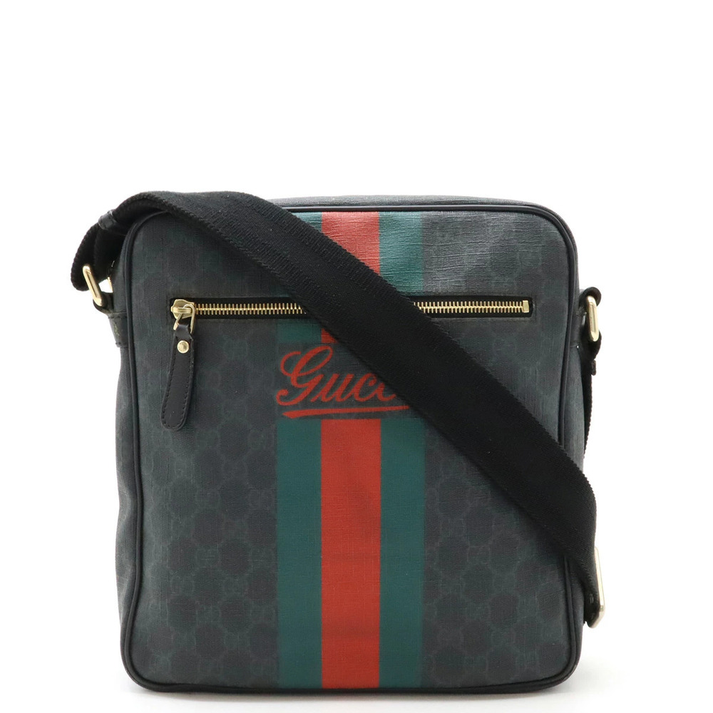 Gucci GG Supreme Sherry Crossbody Bag Leather Black Gray